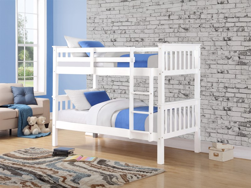 Land Of Beds Eliot White Wooden Bunk Bed1