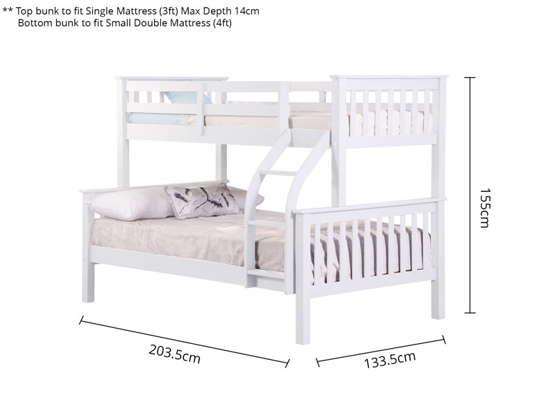 Land Of Beds Orwell White Wooden Bunk Bed5