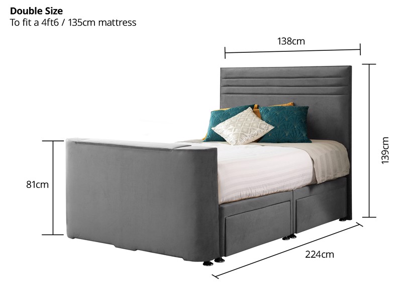 Land Of Beds Marina Fabric Double TV Bed7