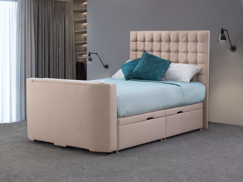 Land Of Beds Talia Fabric Super King Size TV Bed2