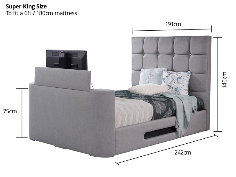 Land Of Beds Imogen Fabric Super King Size TV Bed10