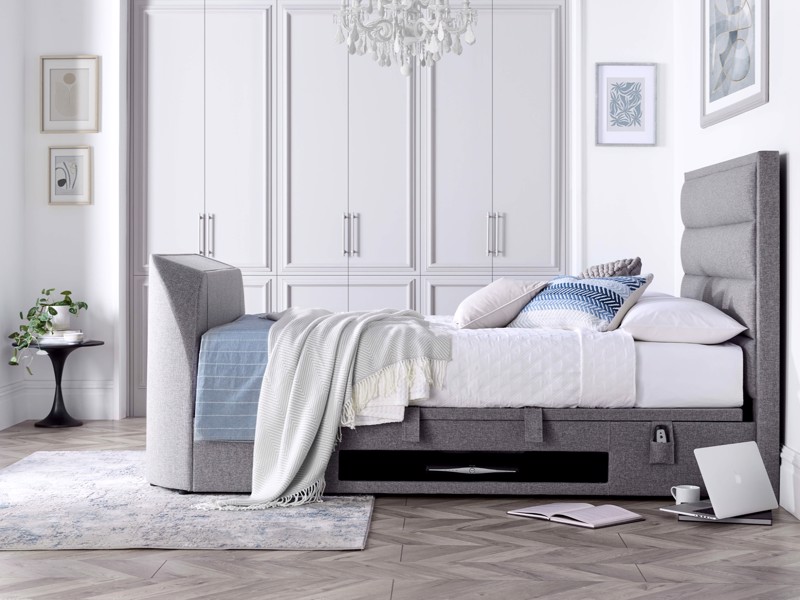 Land Of Beds Taylor Marbella Grey Fabric TV Ottoman Bed1