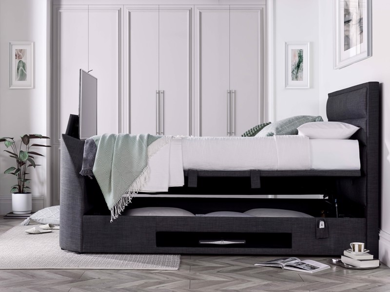 Land Of Beds Taylor Slate Fabric Double TV Bed3