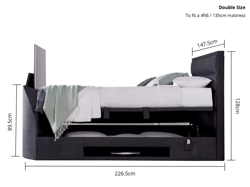 Land Of Beds Taylor Slate Fabric TV Bed4