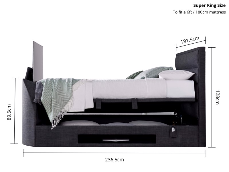 Land Of Beds Taylor Slate Fabric TV Bed6
