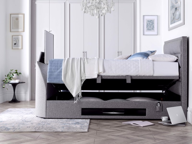 Land Of Beds Taylor Marbella Grey Fabric TV Bed3