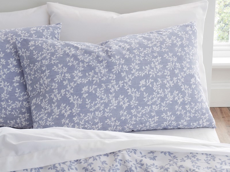 Bianca Fine Linens Shadow Leaves Blue Duvet Cover Set4