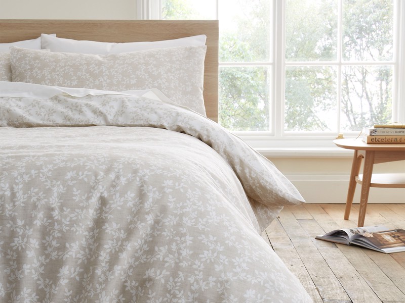 Bianca Fine Linens Shadow Leaves Natural Duvet Cover Set4
