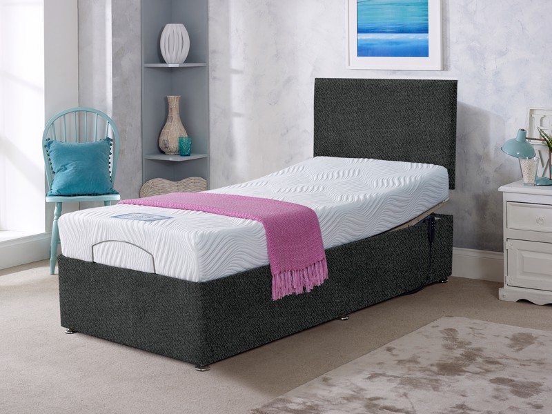 Adjust-A-Bed Single Size - CLEARANCE STOCK - Graceland Graphite Repton Strutted Headboard incl Gel-Flex Ortho Adjustable Bed1