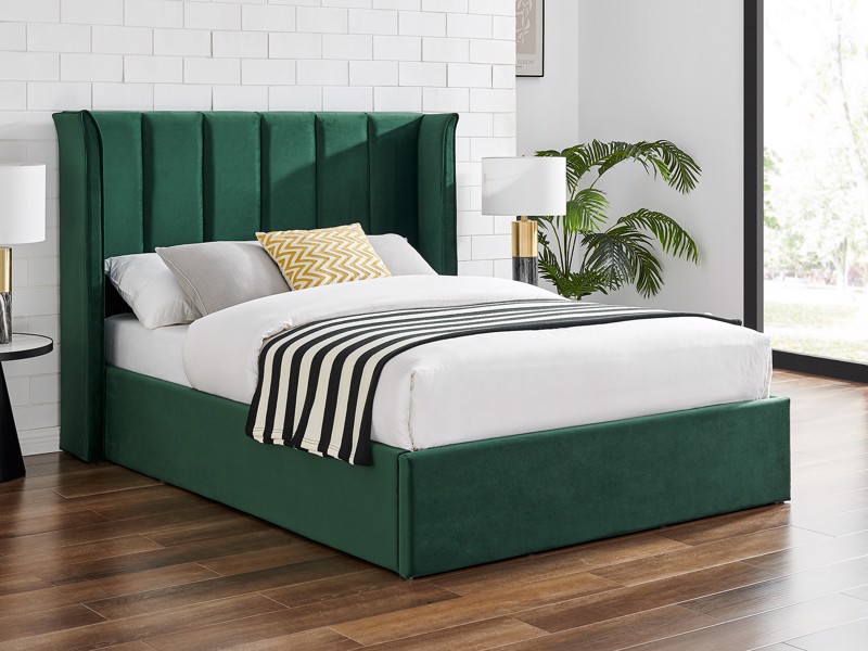 Land Of Beds Brimsley Emerald Green Fabric Ottoman Bed1