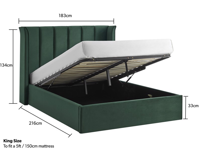 Land Of Beds Brimsley Emerald Green Fabric Ottoman Bed7