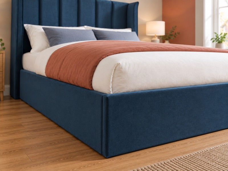 Land Of Beds Brimsley Navy Blue Fabric Ottoman Bed4