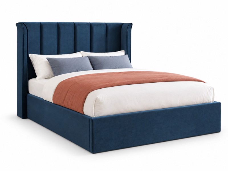 Land Of Beds Brimsley Navy Blue Fabric Ottoman Bed5
