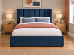 Land Of Beds Brimsley Navy Blue Fabric Ottoman Bed3