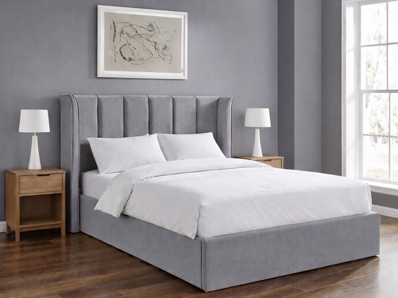 Land Of Beds Brimsley Silver Grey Fabric Ottoman Bed3