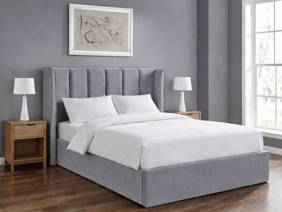 Land Of Beds Brimsley Silver Grey Fabric Ottoman Bed3