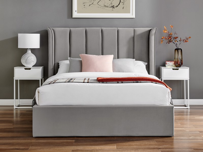 Land Of Beds Brimsley Silver Grey Fabric Ottoman Bed4