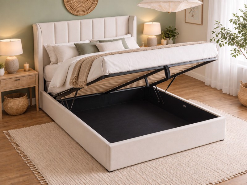 Land Of Beds Brimsley Natural Fabric Ottoman Bed2