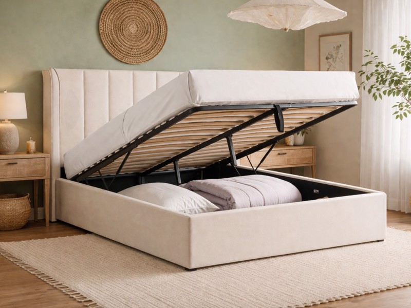Land Of Beds Brimsley Natural Fabric Ottoman Bed1