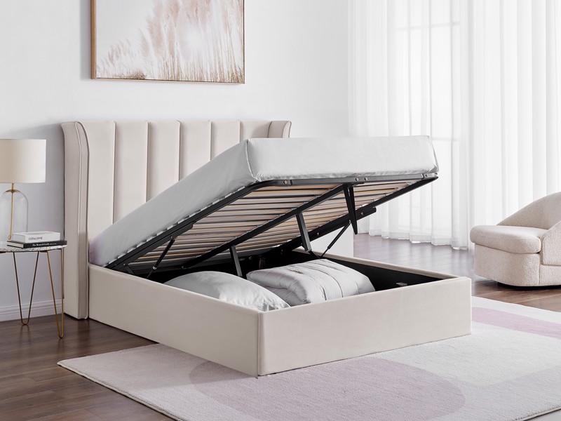 Land Of Beds Brimsley Natural Fabric Ottoman Bed2