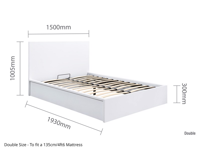 Land Of Beds Double Size - CLEARANCE STOCK - Sintra White Wooden Ottoman Bed5