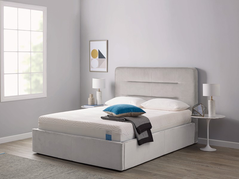 Tempur Double Size - CLEARANCE - Ex-Showroom - Twill Stone Linear Ottoman Bed1
