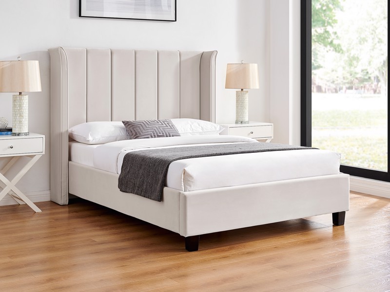 Land Of Beds Brimsley Natural Fabric King Size Bed Frame1