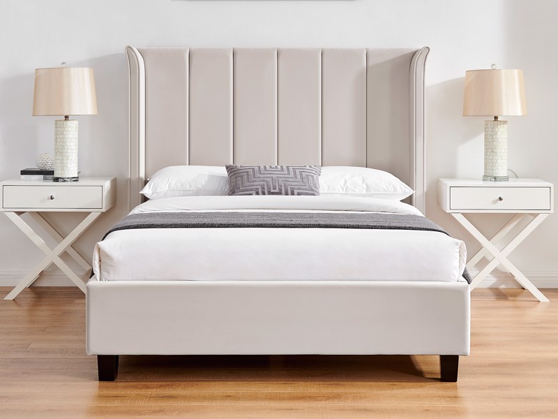 Land Of Beds Brimsley Natural Fabric King Size Bed Frame2