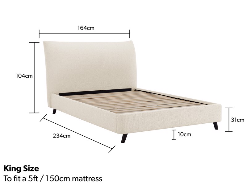 Land Of Beds Daphne Ivory Fabric Bed Frame6