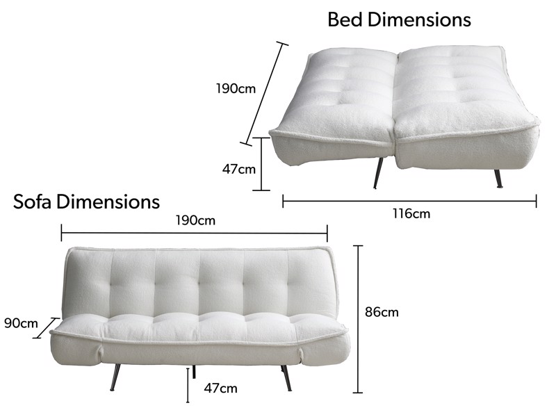 Land Of Beds Portia Cream Standard Sofa Bed9