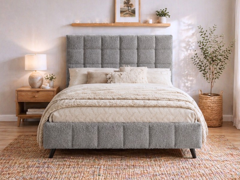Land Of Beds Eloise Dove Grey Fabric Bed Frame2