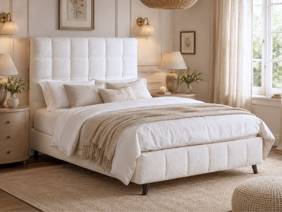 Land Of Beds Eloise Ivory Fabric Bed Frame1