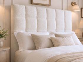 Land Of Beds Eloise Ivory Fabric Bed Frame4