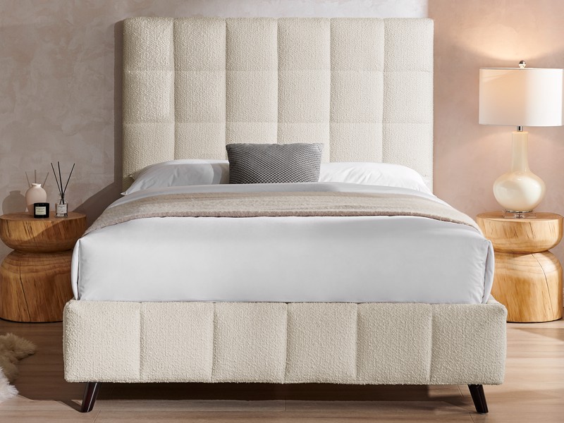 Land Of Beds Eloise Ivory Fabric Bed Frame2