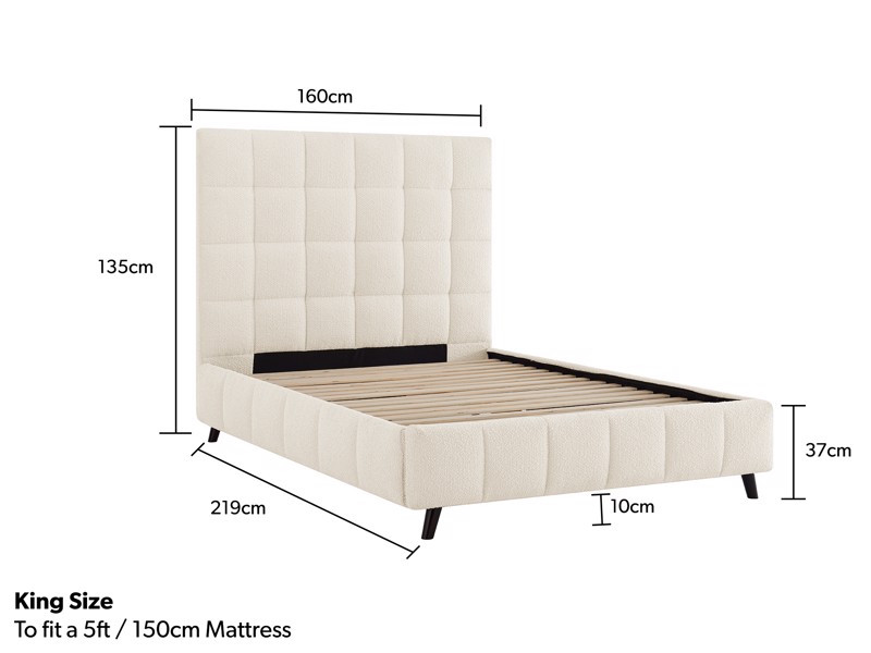 Land Of Beds Eloise Ivory Fabric Bed Frame6
