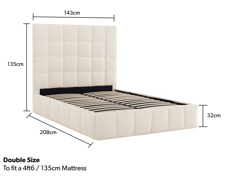 Land Of Beds Eloise Ivory Fabric Ottoman Bed6