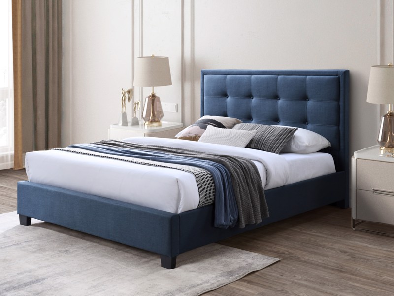 Land Of Beds Tyler Blue Steel Fabric Bed Frame1