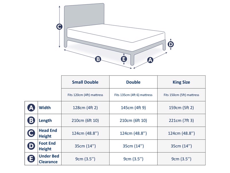 Land Of Beds Tyler Blue Steel Fabric Bed Frame4