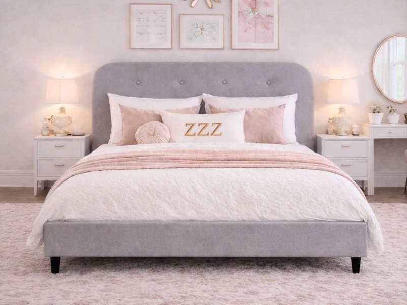 Breasley Loft Grey Fabric Bed Frame1