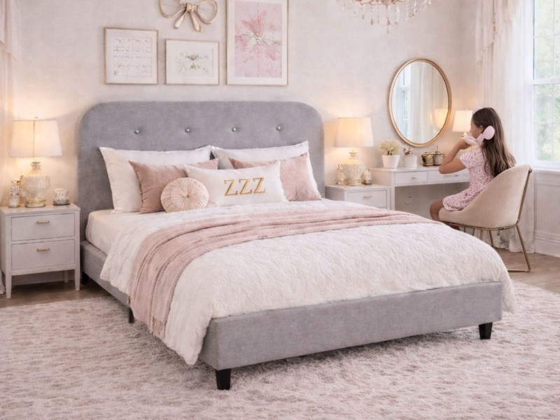 Breasley Loft Grey Fabric Bed Frame3