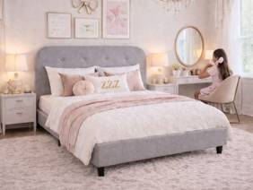 Breasley Loft Grey Fabric Bed Frame3