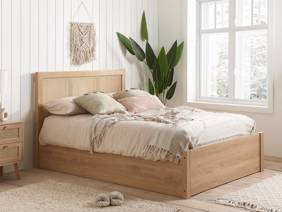 Land Of Beds Marsaille Oak Finish Wooden Ottoman Bed1