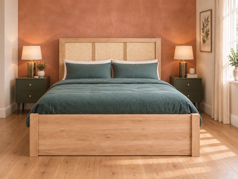Land Of Beds Marsaille Oak Finish Wooden King Size Ottoman Bed3