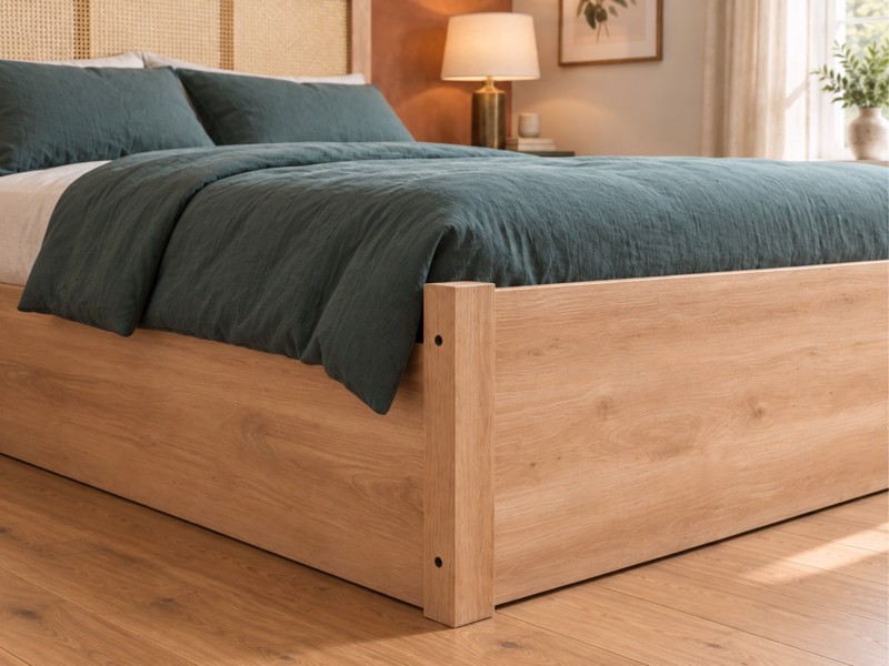 Land Of Beds Marsaille Oak Finish Wooden King Size Ottoman Bed4