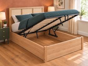 Land Of Beds Marsaille Oak Finish Wooden King Size Ottoman Bed2