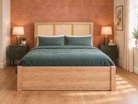 Land Of Beds Marsaille Oak Finish Wooden King Size Ottoman Bed3