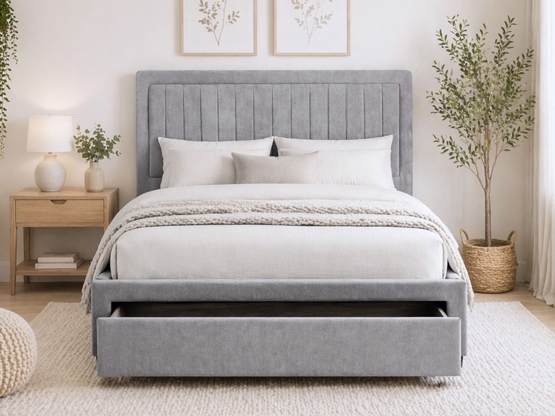Land Of Beds Anderson Grey Fabric Bed Frame2