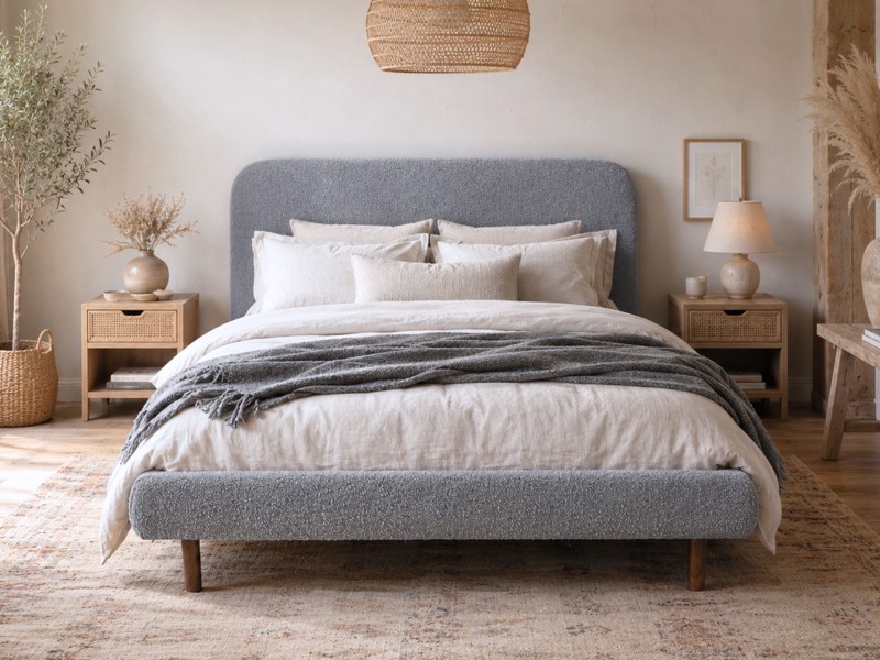 Land Of Beds Emery Grey Fabric Bed Frame2