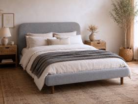 Land Of Beds Emery Grey Fabric Bed Frame1