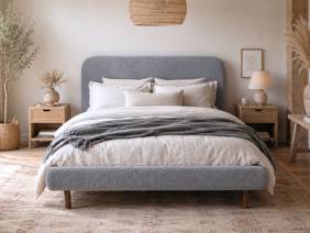 Land Of Beds Emery Grey Fabric Bed Frame2